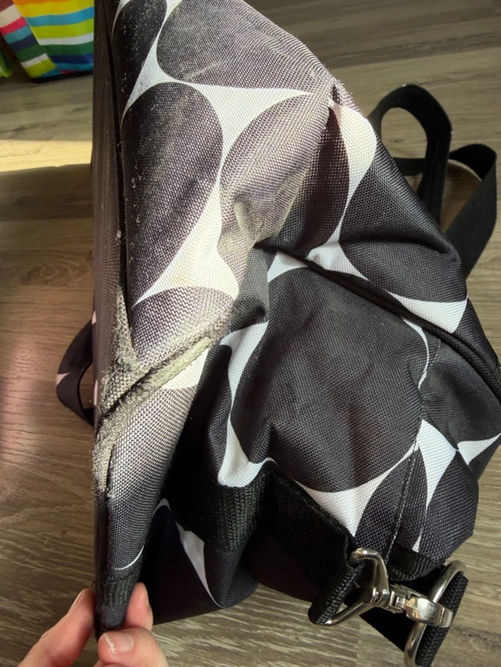 Thirty One Black & White Geometric Canvas Travel Bag